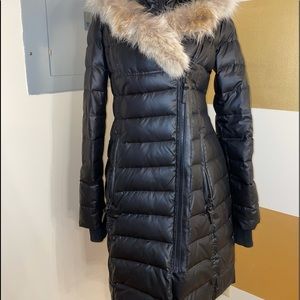 Fox fur collar down filled coat